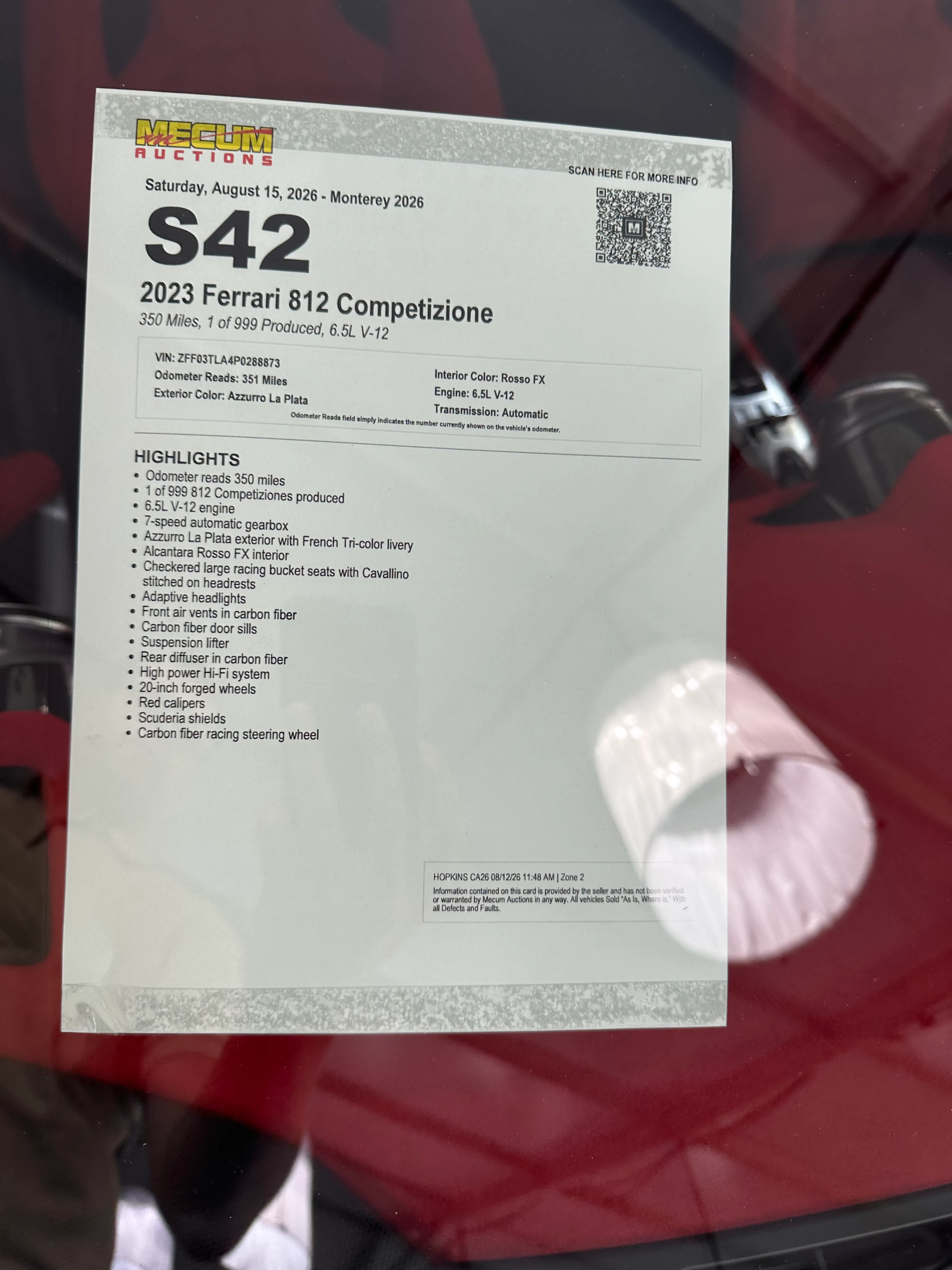 2023 Ferrari 812 VIN ZFF03TLA4P0288873 | Hagerty Valuation Tools®
